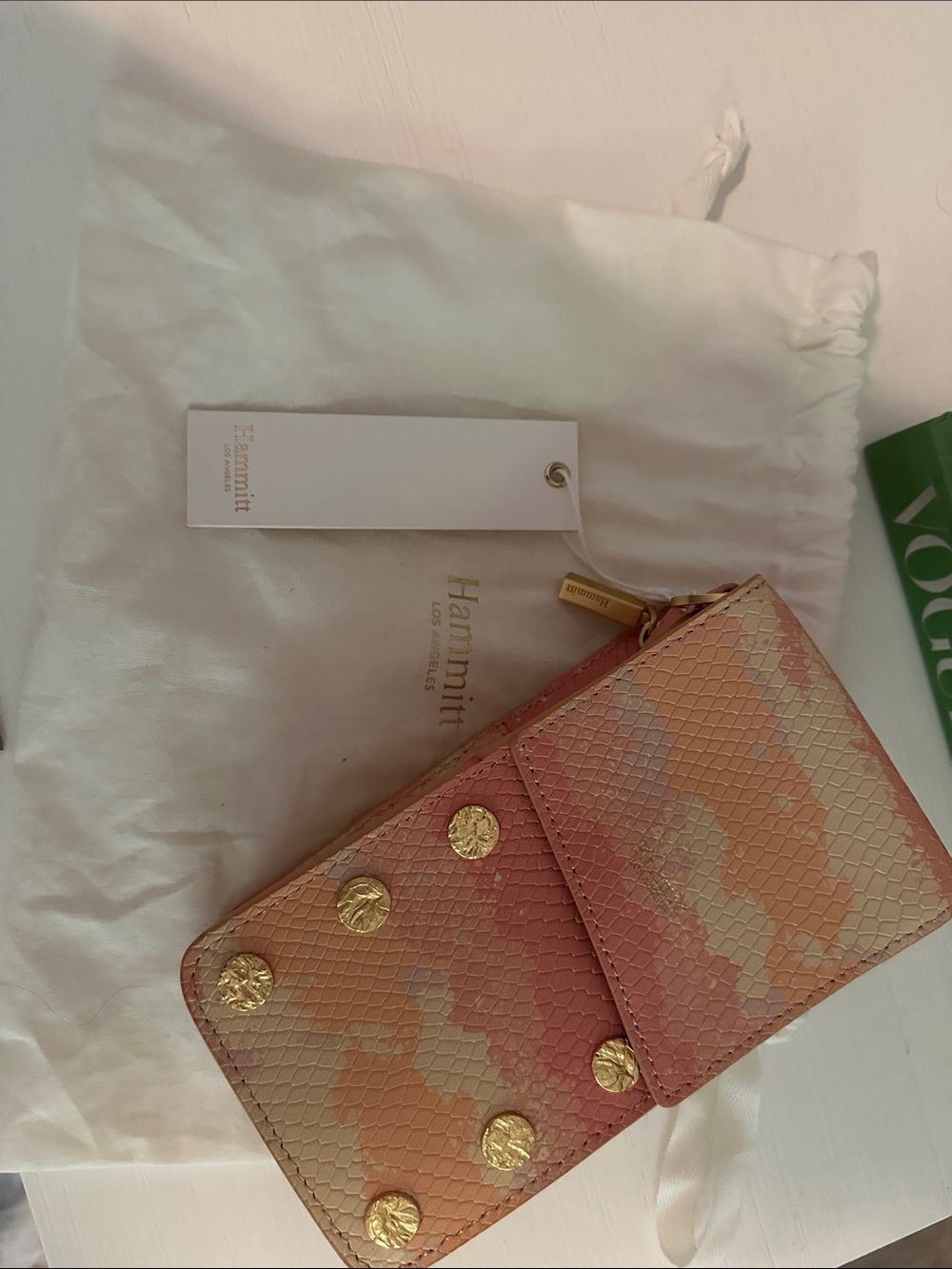 Hammitt Pink Himalayan Snake Leather 310 Bag with Gold Studs